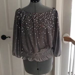 Silver ombré long sleeve blouse with sequins